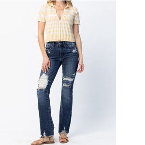 Judy Blue Jeans Mid Rise Destroyed Slim Bootcut Stretch Denim Medium Wash NWT 11
